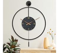 Large Modern Wall Clock,Wall Clocks for Living Room Decor,Classical Silent Metal Minimalist Walnut Dial,Big Decorative Farmhouse Pendulum Wall Clock With Walnut Pointers for Office,Dining Room