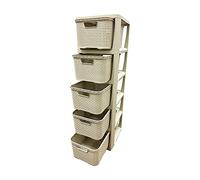 Large Modular 5 Drawer Cream Rattan Home Office Schools Storage Tower Unit (2)