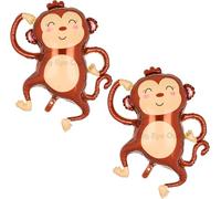 Large Monkey Foil Balloon 2Pcs Cartoon Monkey Shaped Mylar Animal Balloons Jungle Woodland Safari Theme Kids Birthday Party Decorations