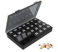 Large Monthly Pill Box Organiser 4 Week, Pill Boxes 1 Times a Day Compartments Tablet Organiser Box 28 Day Vitamin Meds Supplement Container for Family, Hold Plenty of Medication (Black)