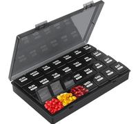 Large Monthly Pill Box, XL Pill Boxes 7 Day 1 Times a Day, Monthly Pillbox Organiser, Large Daily Dossett Meds Boxs 28 Day 28 Compartments, Big Meds Tablet Case for Vitamin on Travel (Black)