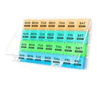 Large Monthly Pill Box, XL Pill Boxes 7 Day 1 Times a Day, Monthly Pillbox Organiser, Large Daily Dossett Meds Boxs 28 Day 28 Compartments, Big Meds Tablet Case for Vitamin on Travel (Multicolor)