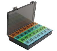 Large Monthly Pill Organiser 28 Day Pill Box Organizer by Week, Happybase 4 Weeks One Month Pill Cases with Dust-Proof Container for Pills/Vitamin/Fish Oil/Supplements (Grey)