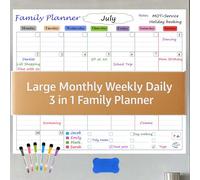 Large Monthly Planner Whiteboard starts from Monday, 6 lines for all 31 days, 4 Lines per Day by Magla. Dry Erase Calendar 50.5x42cm, Magnetic Family Calendar 2026, New Year Gift