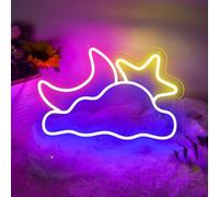 Large Moon Cloud Star Neon Sign, 16.5''x 11'' Dimmable Moon Star Cloud LED Neon Light Sign USB Powered Wall Decor for Kids Room, Bedroom, Living Room, Christmas Birthday Gift