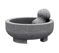 Large Mortar and Pestle - 4 Cup Unpolished Granite Bowl Molcajete Mexican Mortar Handmade Stone Grinder for Guacamole Pastes Pestos in Family Day, Mortar and Pestle, Gray, 8 Inches