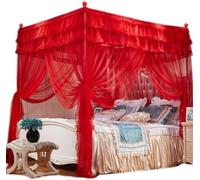 Large Mosquito Net Canopy For Bed - Easy Installation, 3 Openings, Perfect For Daybeds, Weddings, And Home Décor For Couples And Brides Red Full