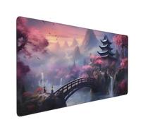 Large Mouse Mat 1000 x 500 mm, Cherry Blossom Bridge Mouse Pad Gaming Keyboard Mousemat 39.4 x 19.7 inch, XXL Mousepad Japanese Desk Mat Non-Slip Rubber Base for Laptop, Computer, Office, Home -MP736