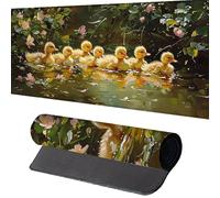 Large Mouse Mat 1000 x 500 x 3mm, Extended Mouse Mat Duck Mouse Pad Yellow Desk Pad, Adults Kids Gaming Mouse Pad, Keyboard Pad with Stitched Edges Non-Slip Rubber Base for Desk Decor, Gifts 3-6