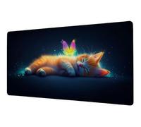 Large Mouse Mat 1000x500 mm Gaming Mouse Pad Cat XXL Desk Mat Butterfly Mousepad Non-Slip Rubber Base Mousemat Waterproof Office Accessories Desk Protector Matt, for Computer Office Product D-841