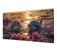 Large Mouse Mat 1000x500 mm Gaming Mouse Pad Flower XXL Desk Mat Dolphin Mousepad Non-Slip Rubber Base Mousemat Waterproof Office Accessories Desk Protector Matt, for Computer Office Product D-341
