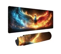 Large Mouse Mat 1000x500mm, Red Gaming Mouse Pad Fire Phoenix Desk Mat with 3MM Stitched Edges, Non-Slip Rubber Base Mousepad Desk Decor for Gaming, PC, Office, Home, Gifts for Women -zjn2509B5