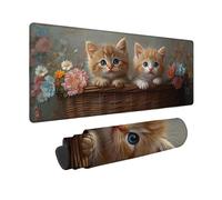 Large Mouse Mat 1000x500x3 mm, Yellow Gaming Mouse Pad Cat Desk Mat with 3MM Stitched Edges, Non-Slip Rubber Base Mousepad Desk Decor for Gaming, PC, Laptop, Office, Home, Gifts for Women -zjn2509WE