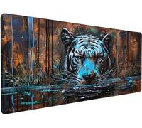 Large Mouse Mat 1000x500x3mm Mouse Pad Tiger P-4L699 | Mousepad Large Size with Non-Slip Rubber Base, Stitched Edges Mousepad, Waterproof Smooth Keyboard Mat Office Accessories