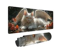 Large Mouse Mat 1000x500x3mm, White Gaming Mouse Pad Cat Desk Mat with 3MM Stitched Edges, Non-Slip Rubber Base Mousepad Desk Decor for Gaming, PC, Laptop, Office, Home, Gifts for Women -zjn2509NV