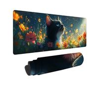 Large Mouse Mat 100x50cm, Black Gaming Mouse Pad Cat Desk Mat with 3MM Stitched Edges, Non-Slip Rubber Base Mousepad Desk Decor for Gaming, PC, Laptop, Office, Home, Gifts for Women -zjn2509K321YCS5
