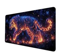 Large Mouse Mat 120 x 60 cm, Black Mouse Pad Tiger Mousepad Anti-Slip Rubber Base Desk Mat with Stitched Edge PC Accessories Waterproof Smooth Surface Mousemat for PC, Laptop, Office/Gaming -hjw2506WN