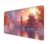 Large Mouse Mat 120 x 60 cm, Houses Mouse Pad Autumn Mousepad Anti-Slip Rubber Base Desk Mat with Stitched Edge PC Accessories Waterproof Smooth Surface Mousemat for PC, Office/Gaming -hjw2506H4