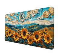 Large Mouse Mat 120 x 60 cm, Yellow Mouse Pad Sunflower Mousepad Anti-Slip Rubber Base Desk Mat with Stitched Edge PC Accessories Waterproof Smooth Surface Mousemat for PC, Office/Gaming -hjw2506WJ