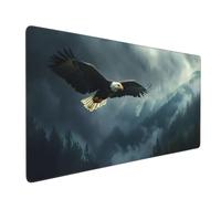 Large Mouse Mat 1200 x 600 mm, Eagle Mouse Pad Gaming Keyboard Mousemat 47.2 x 23.6 inch, XXL Mousepad Misty Forest Desk Mat Non-Slip Rubber Base with Stitched Edges for Computer, Office, Home -MP970