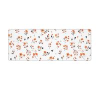 Large Mouse Mat 1200 x 600 Orange Flowers Non-slip Waterproof Table Protector Writing Pad,XXL mousepad table mat large size,rubber base for stable grip on smooth surfaces,for Office Gaming Work