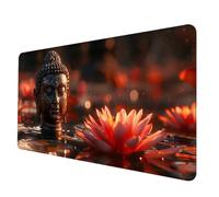 Large Mouse Mat 1200 x 600 x 3 mm, Lotus Mouse Pad Zen Mousepad Anti-Slip Rubber Base Desk Mat with Stitched Edge PC Accessories Waterproof Smooth Surface Mousemat for PC, Office/Gaming -hjw2506MO