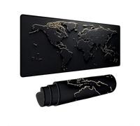 Large Mouse Mat 1200x600 mm World Map Mouse Pad Black Waterproof Mousepad with Stitched Edges Desk Pad Home Office Accessories Mousemat Non-Slip Rubber Base Gaming Keyboard Mat Desk Protector T-53