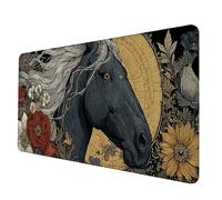 Large Mouse Mat 1200x600x3 mm, Black Mouse Pad Horse Mousepad Anti-Slip Rubber Base Desk Mat with Stitched Edge PC Accessories Waterproof Smooth Surface Mousemat for PC, Office/Gaming -hjw2506L4