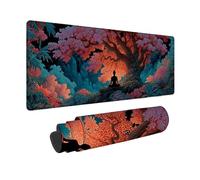Large Mouse Mat 1500x800x3 mm, Red Gaming Mouse Pad Zen Desk Mat with 3MM Stitched Edges, Non-Slip Rubber Base Mousepad Desk Decor for Gaming, PC, Laptop, Office, Home, Gifts for Women -zjn2509V8