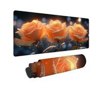 Large Mouse Mat 1500x800x3mm, Yellow Gaming Mouse Pad Rose Desk Mat with 3MM Stitched Edges, Non-Slip Rubber Base Mousepad Desk Decor for Gaming, PC, Laptop, Office, Home, Gifts for Women -zjn25095B