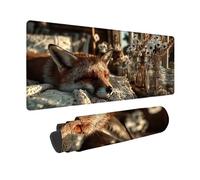 Large Mouse Mat 150x80cm, Brown Gaming Mouse Pad Fox Desk Mat with 3MM Stitched Edges, Non-Slip Rubber Base Mousepad Desk Decor for Gaming, PC, Laptop, Office, Home, Gifts for Women -zjn2509QV822P29