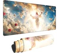 Large Mouse Mat 1600x800x3 mm Blue Mouse Pad Cloud Desk Mat Stitched Edges, Gaming Mousepad Non Slip Rubber Base, Waterproof Soft Cloth, Office Desk Accessories for Laptop, Office Decor, Gifts w-2859