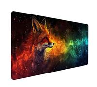 Large Mouse Mat 24x12in, Red Gaming Mouse Pad, Fox Extended Desk Mat with Stitched Edges, Waterproof Mousepad Improved Precision and Speed, Desk Pad Non-Slip Rubber Base for Office Accessories 5-3092