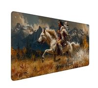 Large Mouse Mat 24x12in, White Gaming Mouse Pad, Indians Extended Desk Mat with Stitched Edges, Waterproof Mousepad Improved Precision and Speed, Desk Pad for Office Accessories Gifts for Women A-6539