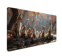 Large Mouse Mat 28x12in, Green Gaming Mouse Pad, Fox Extended Desk Mat with Stitched Edges, Waterproof Mousepad Improved Precision and Speed, Desk Pad for Office Accessories Gifts for Women F-3154