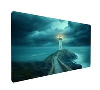 Large Mouse Mat 32 x 16 x 0.12 in Waterproof Gaming Mouse Pad Lighthouse Desk Mat Stitched Edges, Non-Slip Mousepad Sea for Gaming Desk Accessories, Mousemat for Laptop Home Office product model-7875