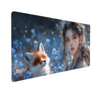 Large Mouse Mat 32 x 16 x 0.12 Inches Waterproof Gaming Mouse Pad Fox Desk Mat Stitched Edges, Non-Slip Mousepad Woman for Gaming Desk Accessories, Mousemat for Laptop Home Office product model-4975