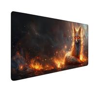 Large Mouse Mat 32x12in, Yellow Gaming Mouse Pad, Fox Extended Desk Mat with Stitched Edges, Smooth Surface Mousepad Improved Precision and Speed, Desk Pad for Office Accessories, Gifts for Men Z-5752
