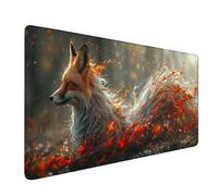 Large Mouse Mat 32x12in, Yellow Gaming Mouse Pad, Fox Extended Desk Mat with Stitched Edges, Smooth Surface Mousepad Improved Precision and Speed, Desk Pad for Office Accessories, Gifts for Men K-7221