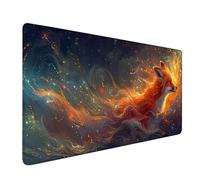 Large Mouse Mat 32x16in, Yellow Gaming Mouse Pad, Fox Extended Desk Mat with Stitched Edges, Waterproof Mousepad Improved Precision and Speed, Desk Pad for Office Accessories Gifts for Women V-8876