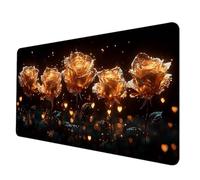Large Mouse Mat (36 x 12 x 0.12 inch), Yellow Mouse Pad Rose Mousepad Anti-Slip Rubber Base Desk Mat with Stitched Edge PC Accessories Waterproof Smooth Surface Mousemat for Office/Gaming -hjw2506RA