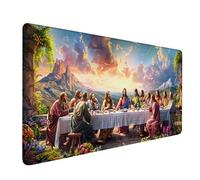 Large Mouse Mat 36x16in, The Last Supper Gaming Mouse Pad, Landscape Extended Desk Mat with Stitched Edges, Waterproof Mousepad Improved Precision and Speed, Desk Pad for Office Accessories 0-4707