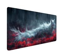 Large Mouse Mat 36x16in, White Gaming Mouse Pad, Fox Extended Desk Mat with Stitched Edges, Smooth Surface Mousepad Improved Precision and Speed, Desk Pad for Office Accessories, Gifts for Men 8-2747