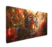 Large Mouse Mat 36x16x0.12Inch Waterproof Gaming Mouse Pad Tiger Desk Mat Stitched Edges, Non-Slip Mousepad Butterfly for Gaming Desk Accessories, Mousemat for Laptop Home Office product model-7016