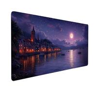 Large Mouse Mat 40" x 20" x 0.12 Waterproof Gaming Mouse Pad Moon Desk Mat Stitched Edges, Non-Slip Mousepad Town for Gaming Desk Accessories, Mousemat for Laptop Home Office product model-4179