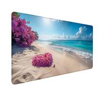Large Mouse Mat 40x20in, Blue Gaming Mouse Pad, Beach Extended Desk Mat with Stitched Edges, Waterproof Mousepad Improved Precision and Speed, Desk Pad for Office Accessories Gifts for Women R-9717