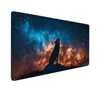 Large Mouse Mat 48x24in, Yellow Gaming Mouse Pad, Starry Sky Extended Desk Mat with Stitched Edges, Smooth Surface Mousepad Improved Precision and Speed, Desk Pad for Office Accessories Gifts E-9906