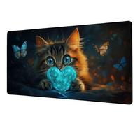 Large Mouse Mat 500x250 mm Gaming Mouse Pad Cat XXL Desk Mat Love Mousepad Non-Slip Rubber Base Mousemat Waterproof Office Accessories Desk Protector Matt, for Computer Keyboard Office Product D-819