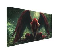 Large Mouse Mat 600 x 300 mm, Fallen Angel Mouse Pad Gaming Keyboard Mousemat 23.6 x 11.8 inch, XXL Mousepad Gothic Desk Mat Non-Slip Rubber Base with Stitched Edges for Office, Home -MP1032