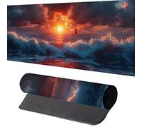 Large Mouse Mat 600x300mm, Extended Mouse Mat Sunset Mouse Pad Yellow Desk Pad, Adults Kids Gaming Mouse Pad, Keyboard Pad with Stitched Edges Non-Slip Rubber Base for Desk Decor, Gifts for Men M-I